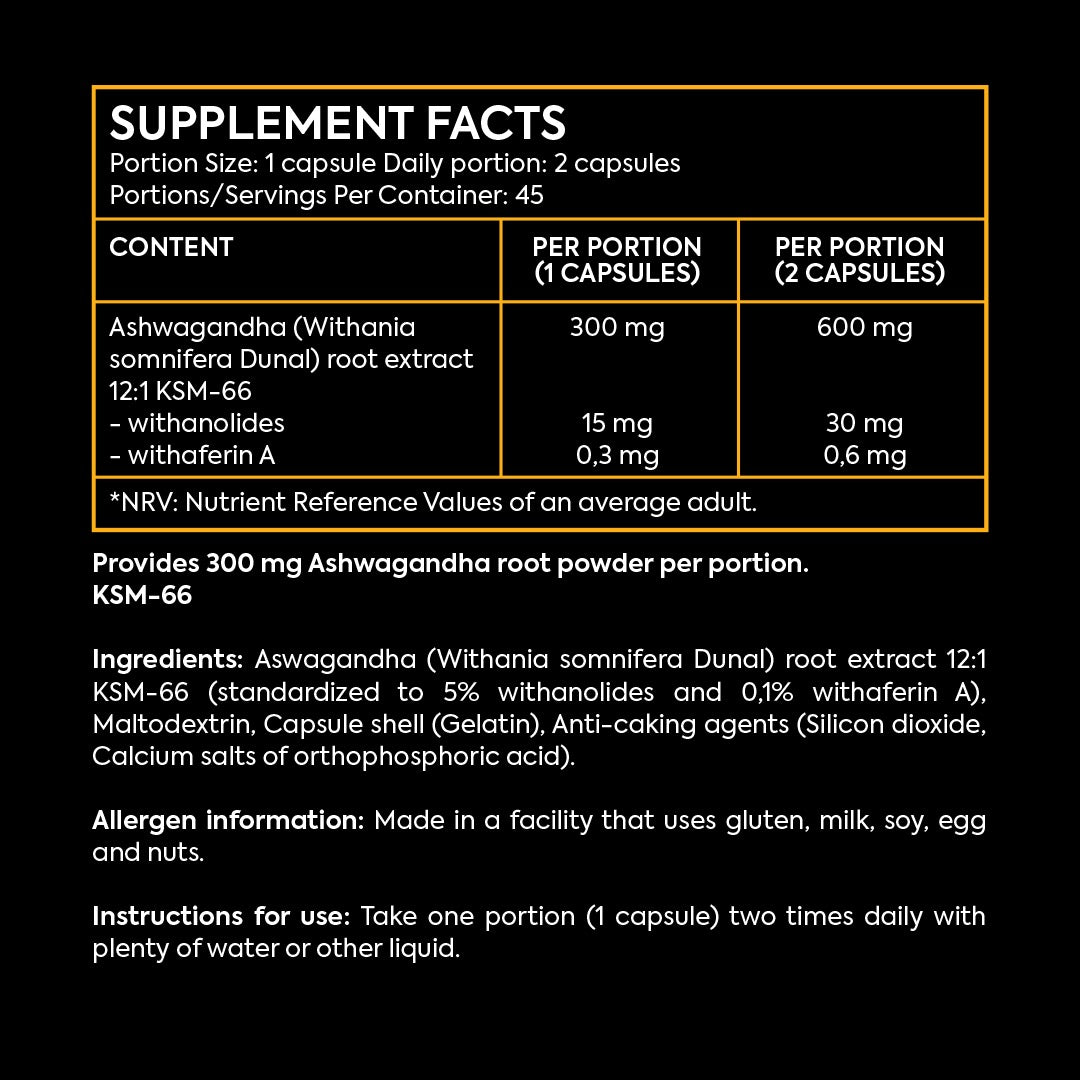 Ashwagandha KSM-66 – extract din rădăcină de ashwagandha (90 de capsule, 300 mg)