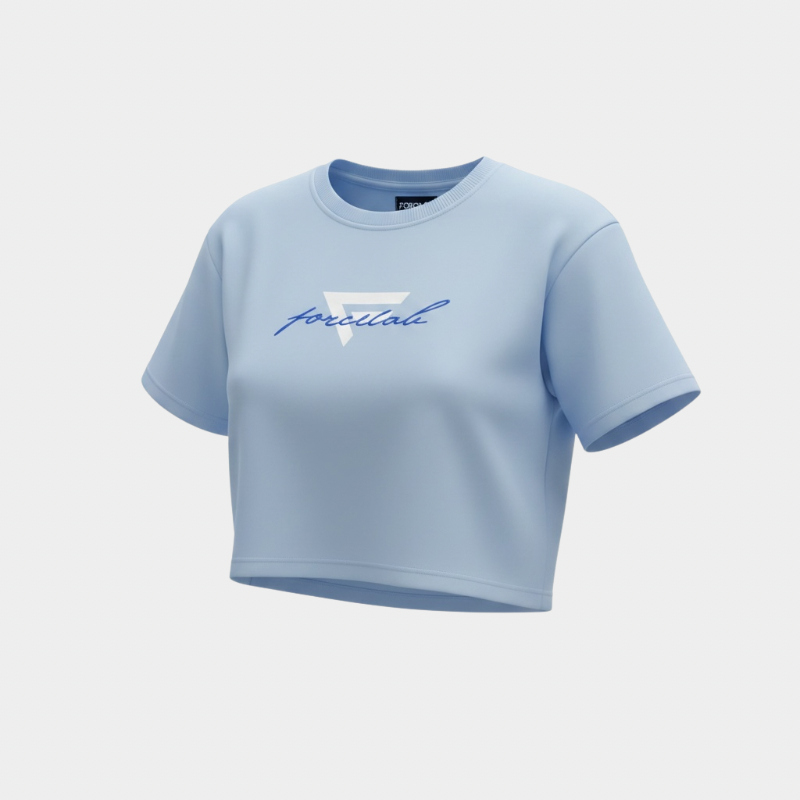 Tricou crop de damă albastru Forcelab
