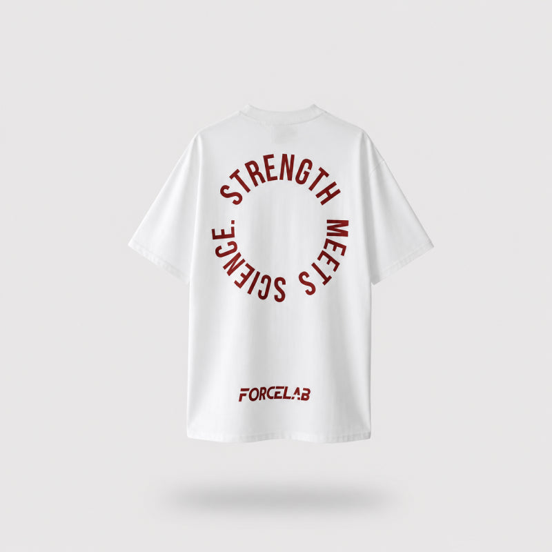 Tricou oversized alb Forcelab – Unde forța întâlnește știința