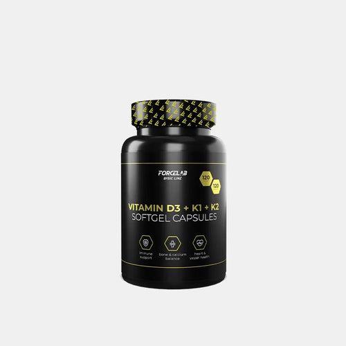 Vitamin D3 + K1 + K2 – supliment alimentar pentru oase și imunitate (120 de capsule softgel)