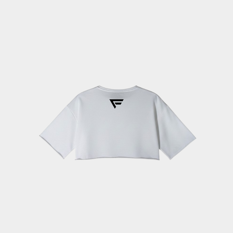 Tricou alb de damă Oversized Crop Forcelab