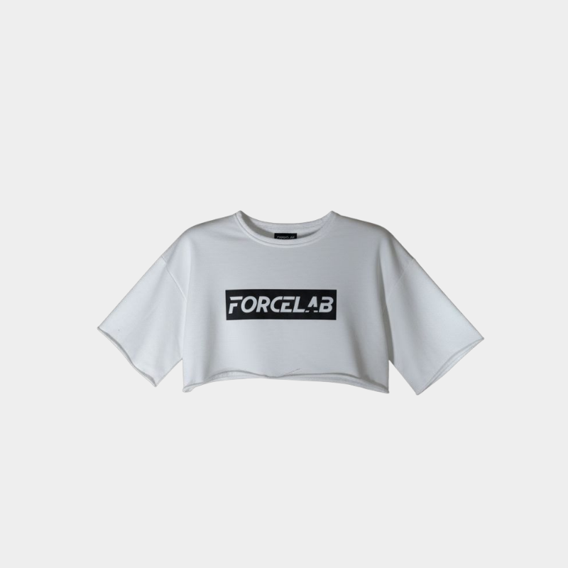 Tricou alb de damă Oversized Crop Forcelab
