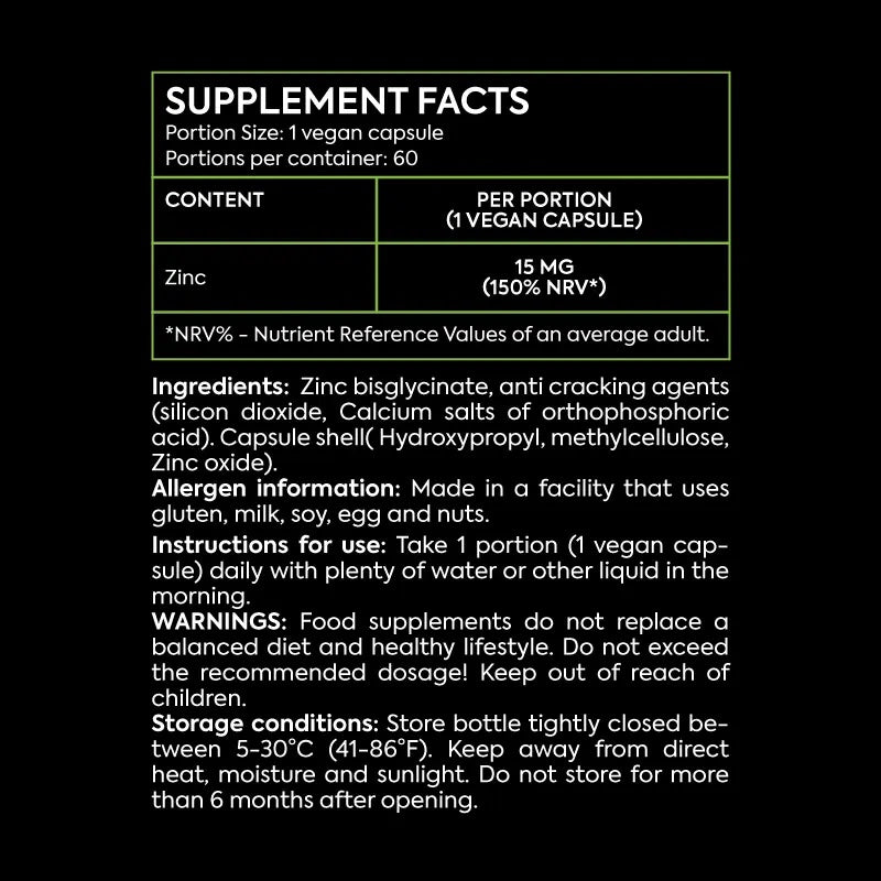 Zinc Bisglicinat 60 capsule – Zinc cu biodisponibilitate ridicată