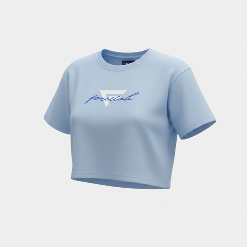 Tricou crop de damă albastru Forcelab