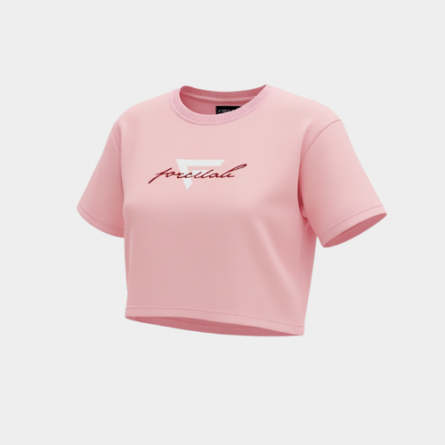 Tricou crop de damă roz Forcelab