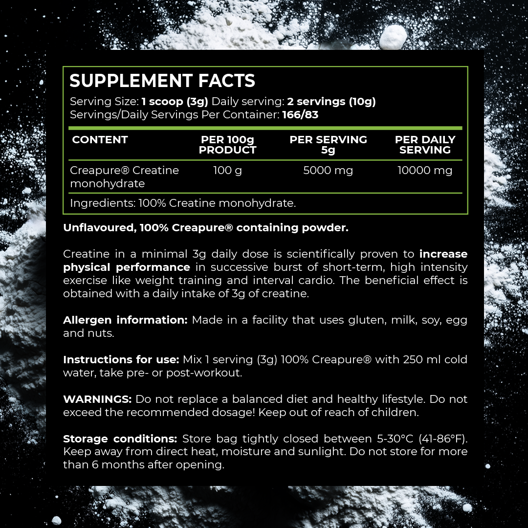 Creatine 100% Creapure® – creatină monohidrat micronizată, pudră