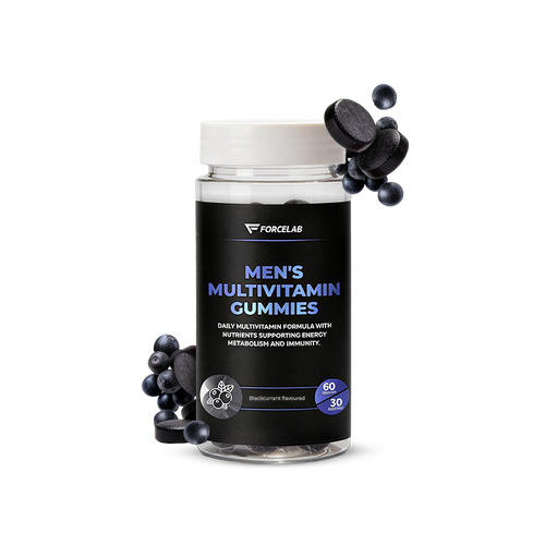 Men's Multivitamin Gummies – multivitamine pentru bărbați cu vitaminele A, C, D, complexul B și zinc, aromă de coacăze negre