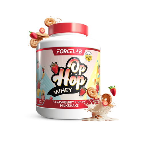 Forcelab Op Hop Whey Protein – proteină din zer sub formă de pudră – Milkshake cu căpșuni / 2270 g