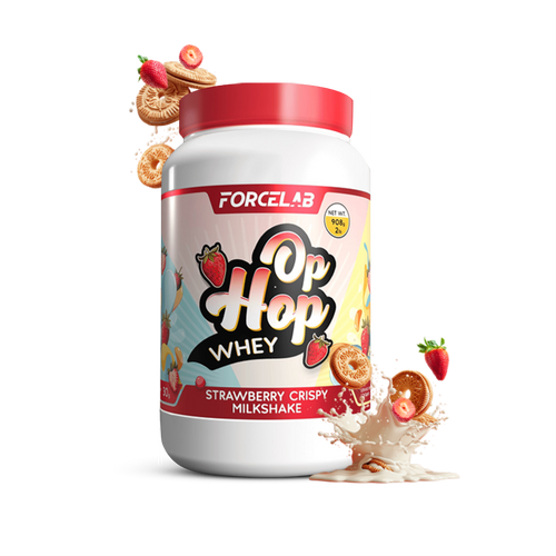 Forcelab Op Hop Whey Protein – proteină din zer sub formă de pudră – Milkshake cu căpșuni / 908 g