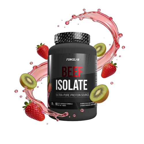 Beef Protein Isolate – proteină hidrolizată din carne de vită, fără lactoză (26 g de proteine per porție) – Căpșuni-kiwi / 60 doze / 1800 g