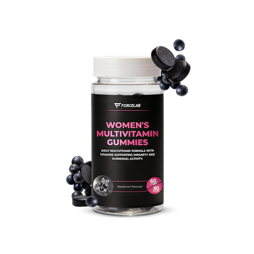 Women's Multivitamin Gummies – multivitamine pentru femei cu vitaminele A, C, D, E, complexul B, zinc și biotină, aromă de coacăze negre